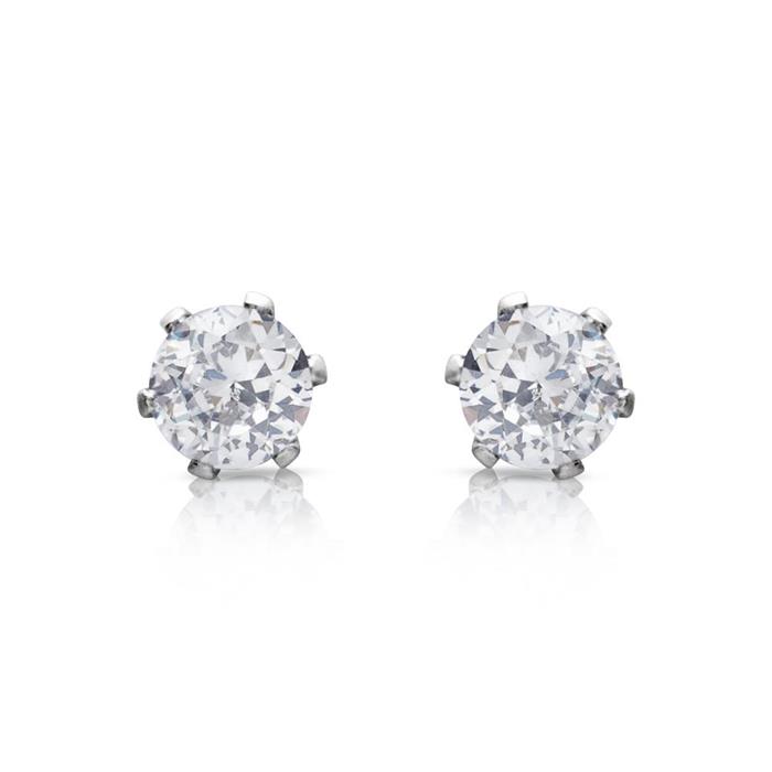 Stainless steel earrings with white zirconia 4mm