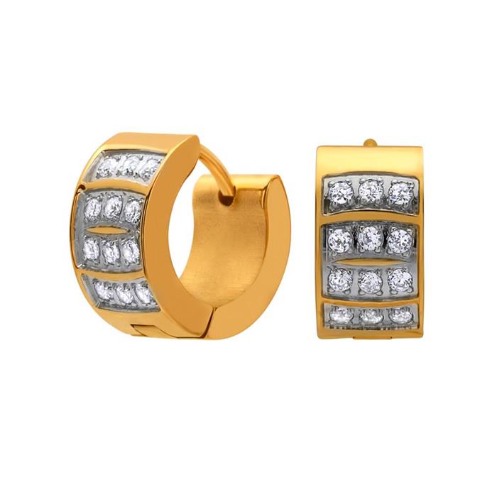 Stainless steel hoops gold plated zirconia