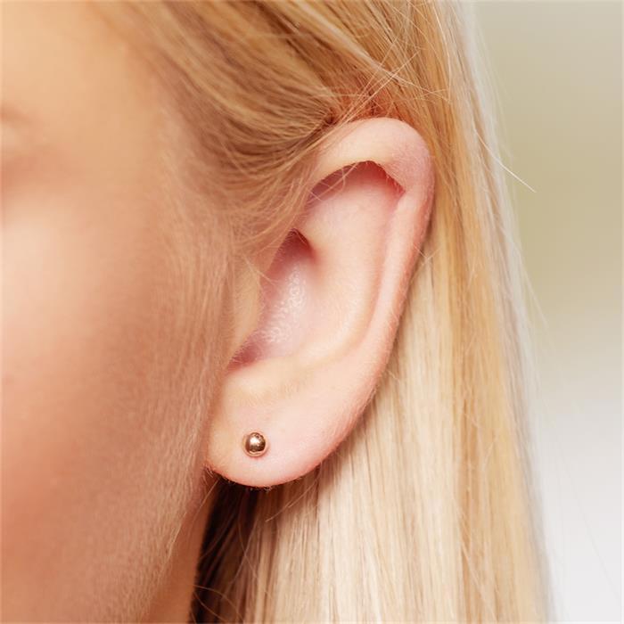 Rose gold-plated stainless steel ear studs 4mm