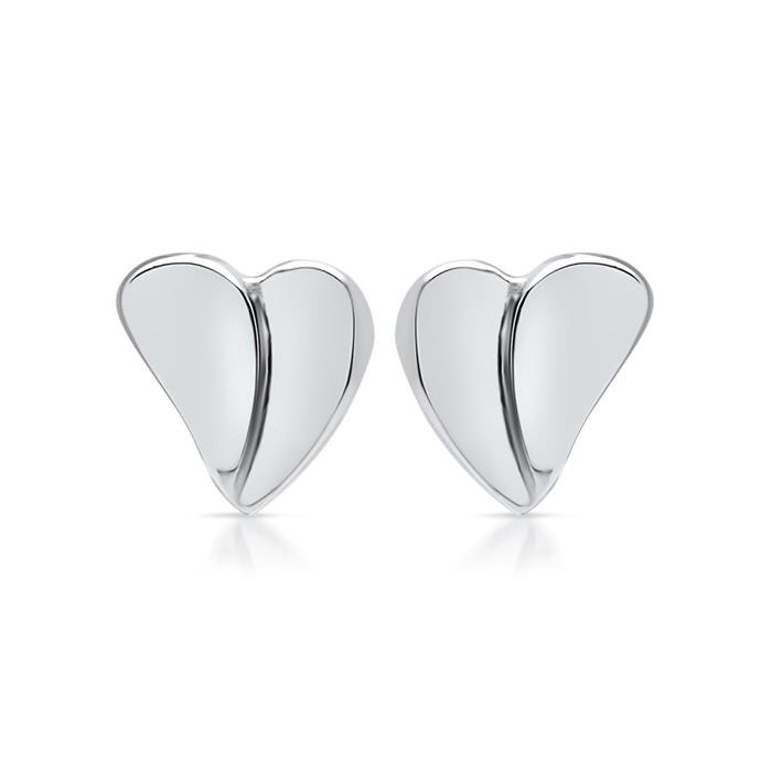Stainless steel ear studs heart-shaped polished surface