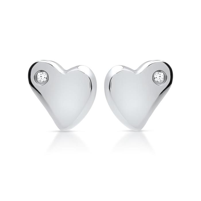 Heart studs made of stainless steel with stone trimming