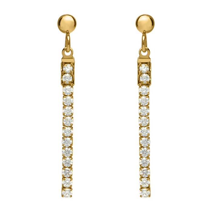 Straight-line earrings gold-plated stainless steel