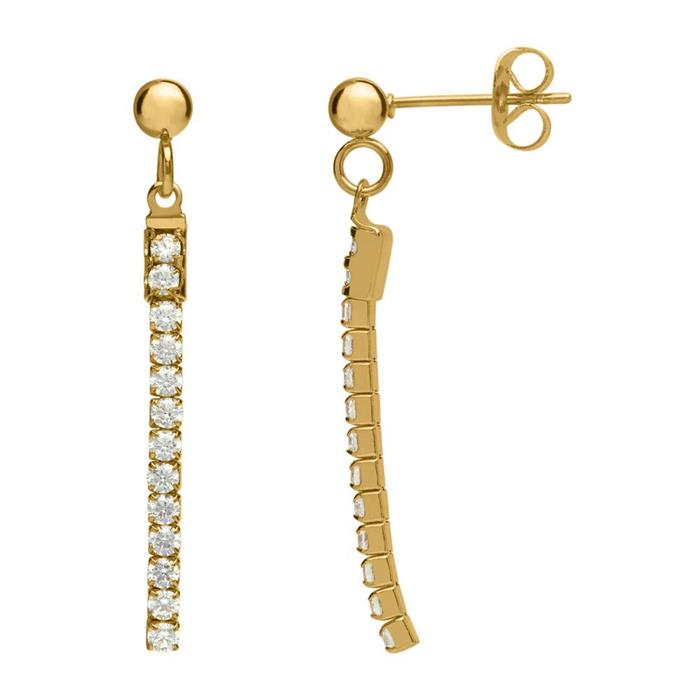 Straight-line earrings gold-plated stainless steel