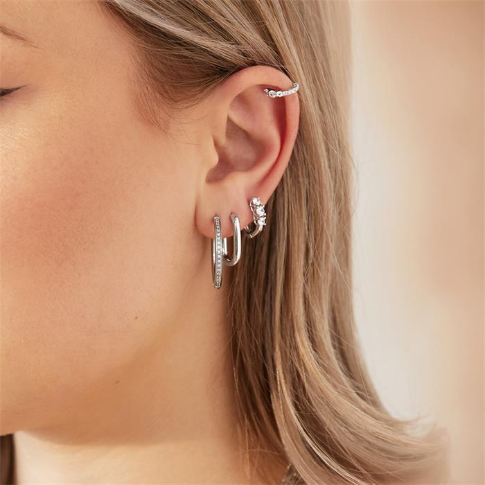 Stainless steel hoops for women with zirconia