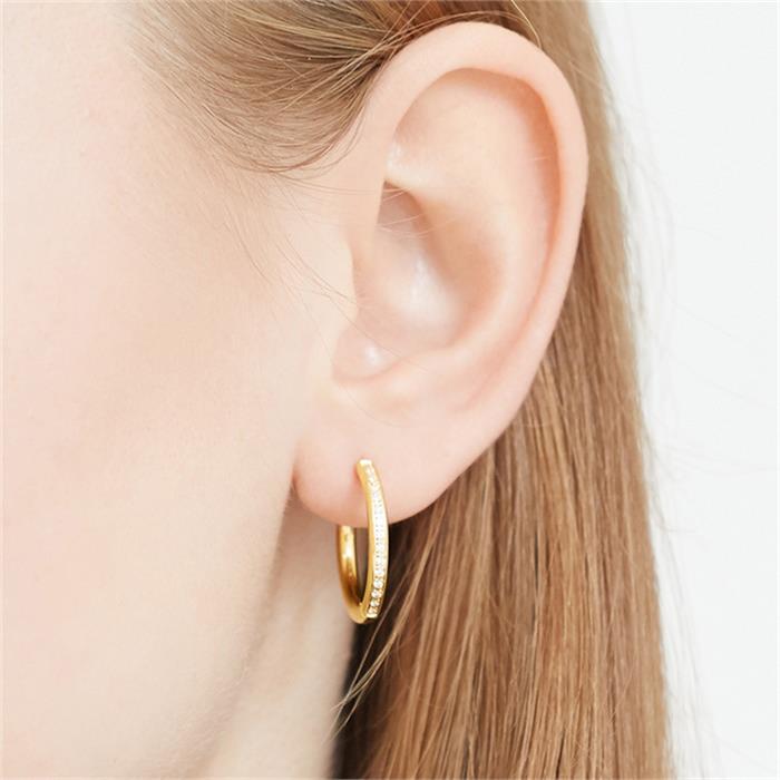 Gold plated stainless steel hoops with zirconia