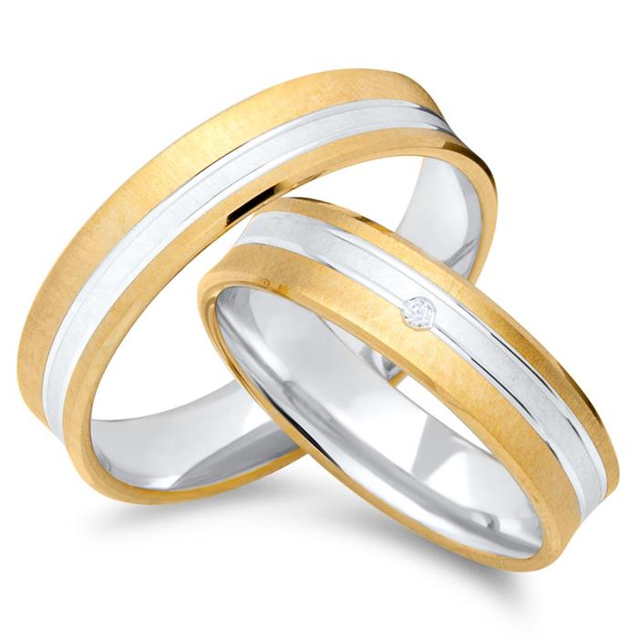 Wedding rings 8ct yellow-white gold with diamond