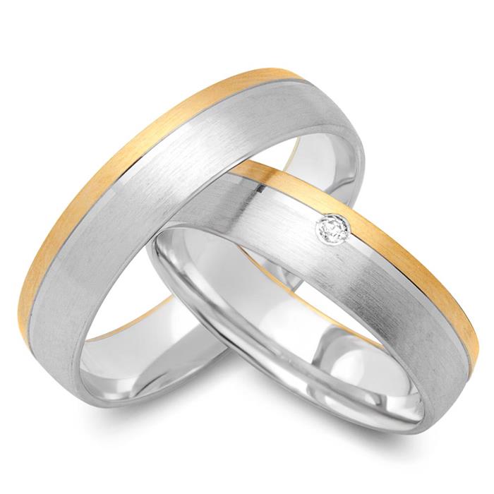 8ct yellow-white gold wedding rings with diamond