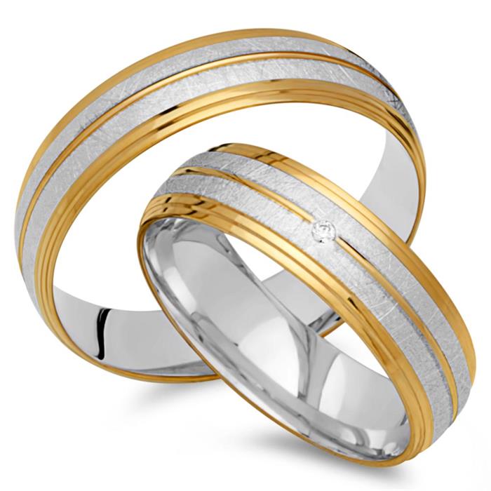 Wedding rings 14ct yellow-white gold with diamond