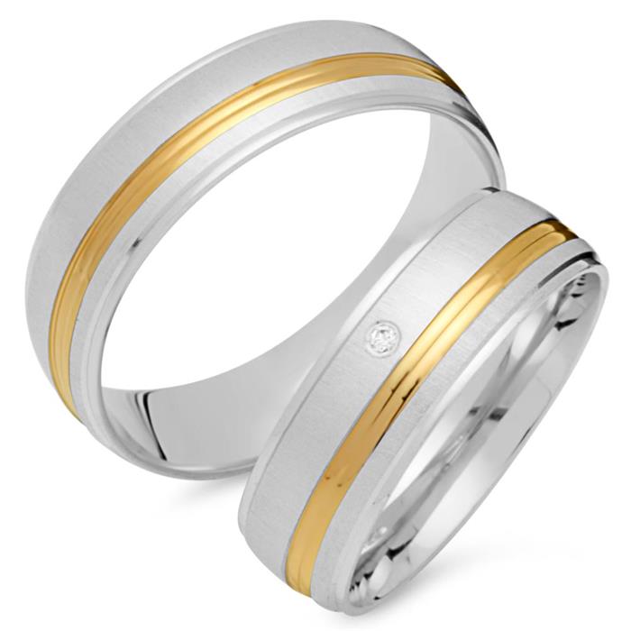 Wedding rings 8ct yellow-white gold with diamond