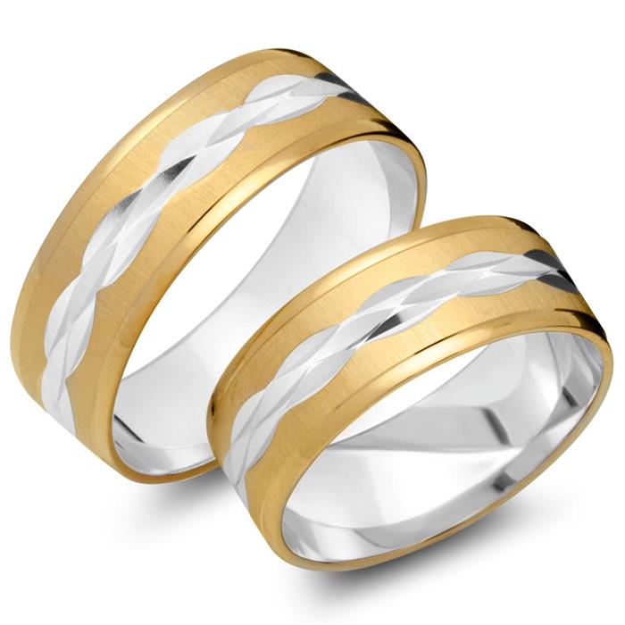 Wedding rings 14ct yellow-white gold