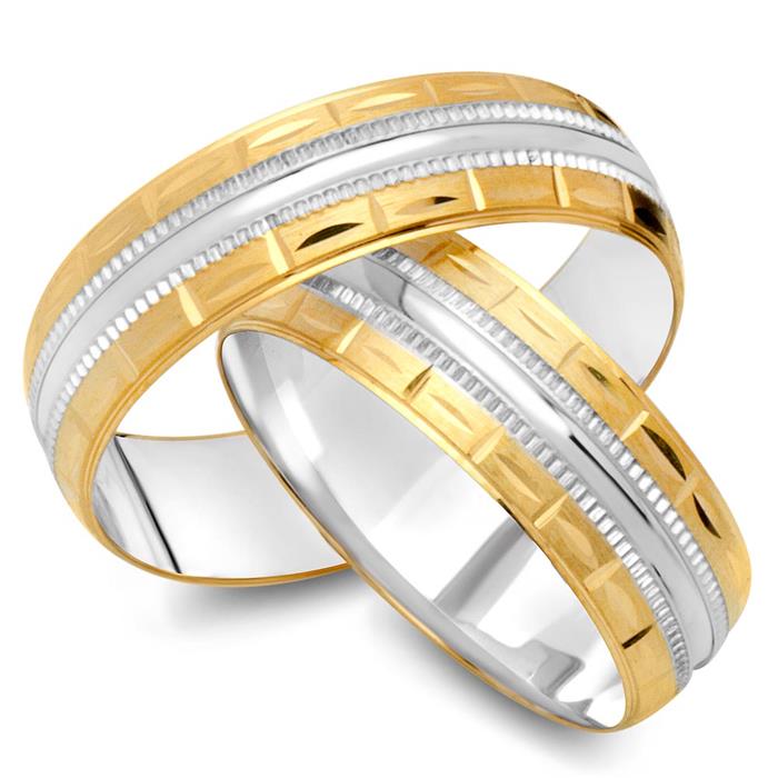 Wedding rings 18ct yellow-white gold