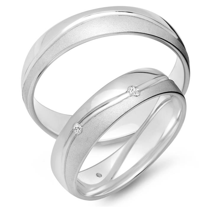 Wedding rings 14ct white gold 6 diamonds