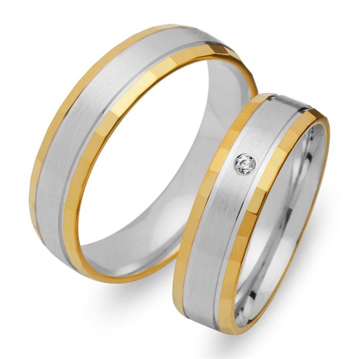 Wedding rings 14ct yellow-white gold with diamond