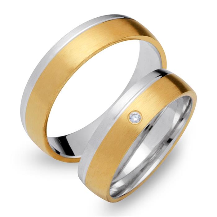 Wedding rings 18ct yellow-white gold with diamond