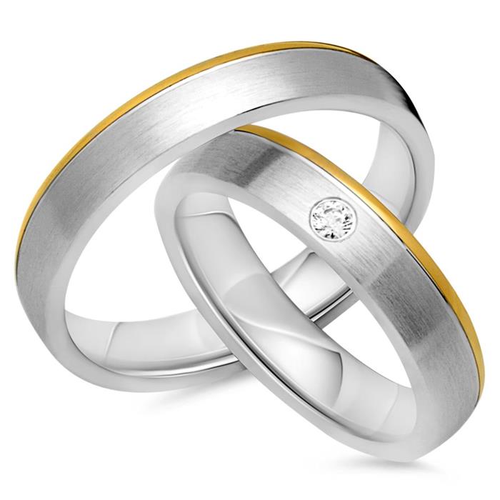 8ct yellow-white gold wedding rings with diamond