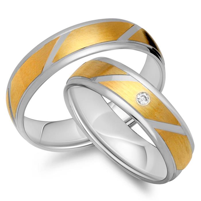 Wedding rings 8ct yellow-white gold with diamond