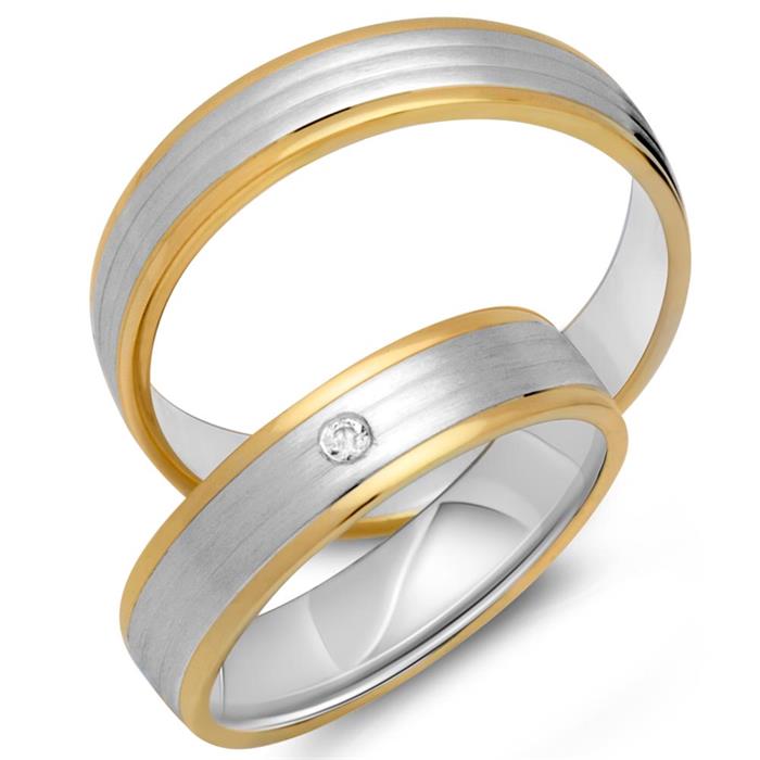 Wedding rings 18ct yellow-white gold with diamond