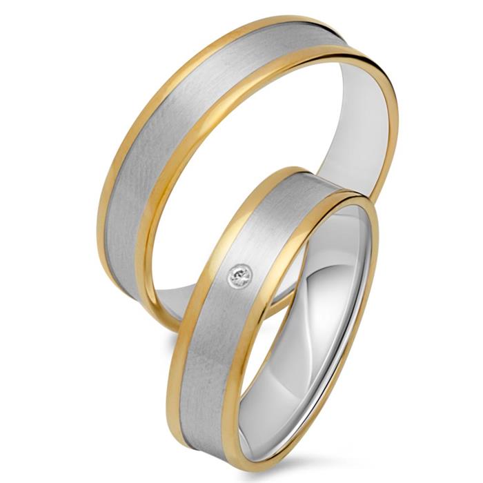 Wedding rings 8ct yellow-white gold with diamond