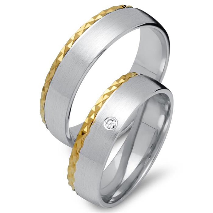 Wedding rings 14ct yellow-white gold with diamond