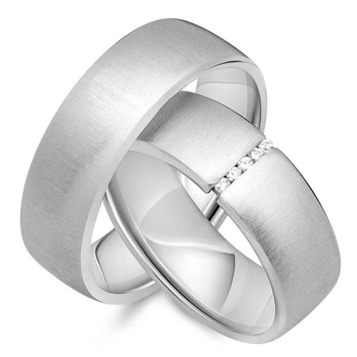 Wedding rings 14ct white gold 5 brilliants