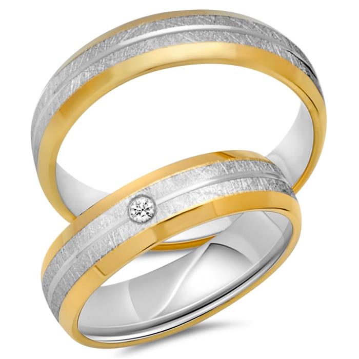 8ct yellow-white gold wedding rings with diamond