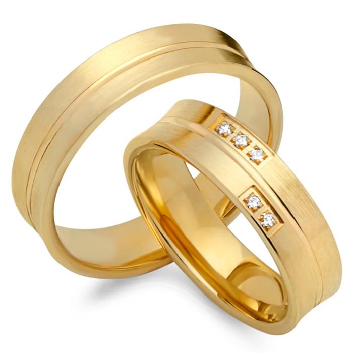 Wedding rings 18ct yellow gold 5 diamonds