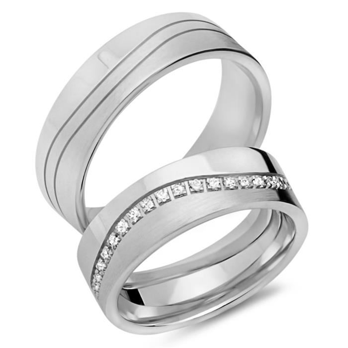 Wedding rings 18ct white gold 33 diamonds
