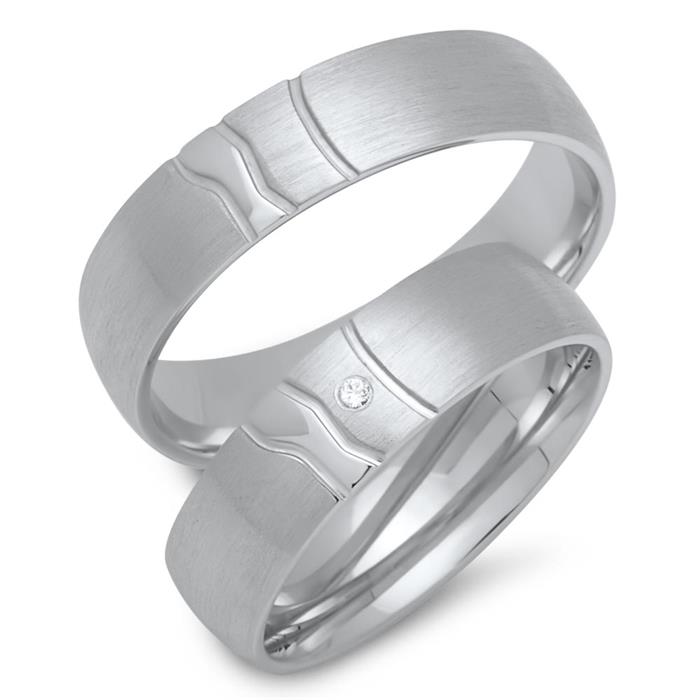 Wedding Rings 8ct White Gold With Diamond