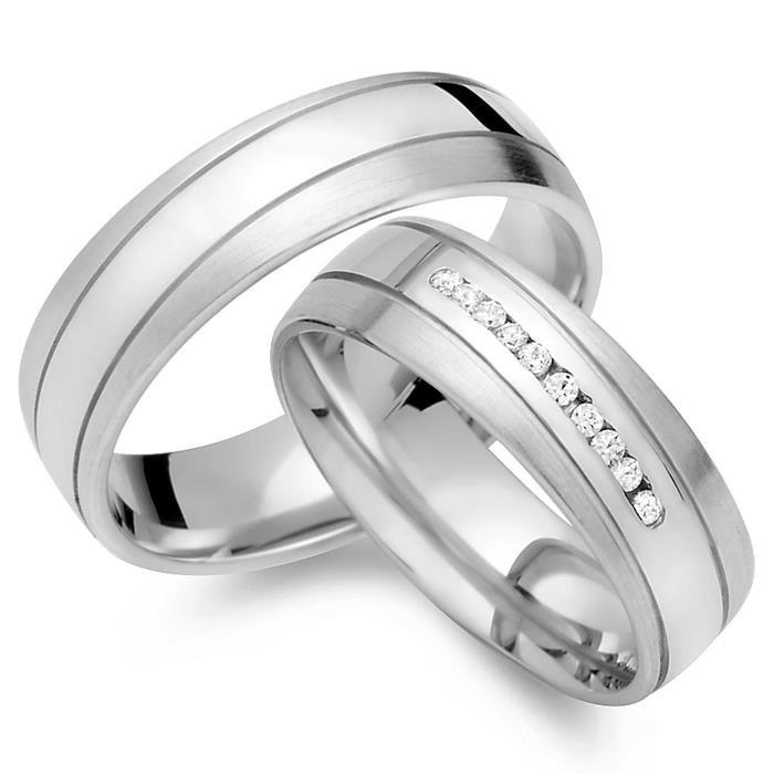 Wedding Rings 18ct White Gold 10 Diamonds