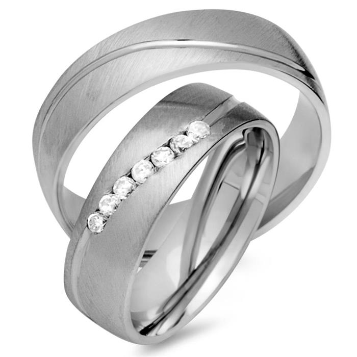 Wedding rings 14ct white gold 7 diamonds