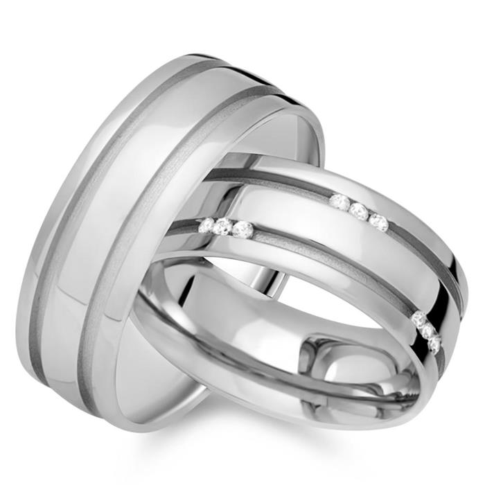 Wedding rings 14ct white gold 24 brilliants