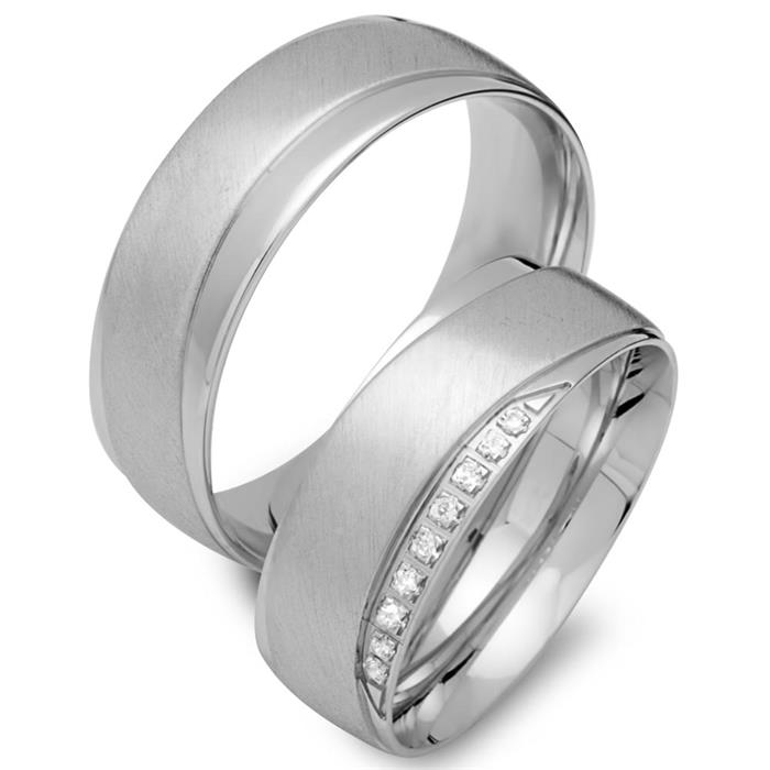 Wedding rings 18ct white gold 9 brilliants