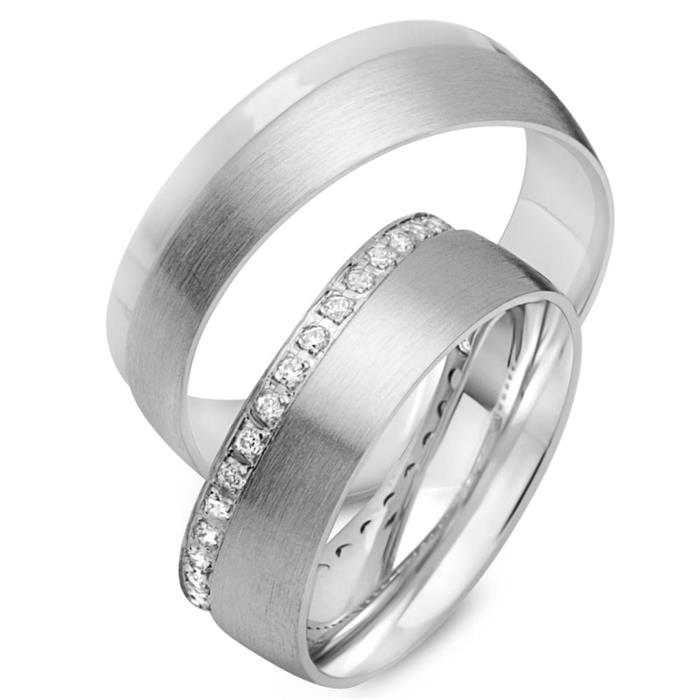 Wedding rings 18ct white gold 34 diamonds
