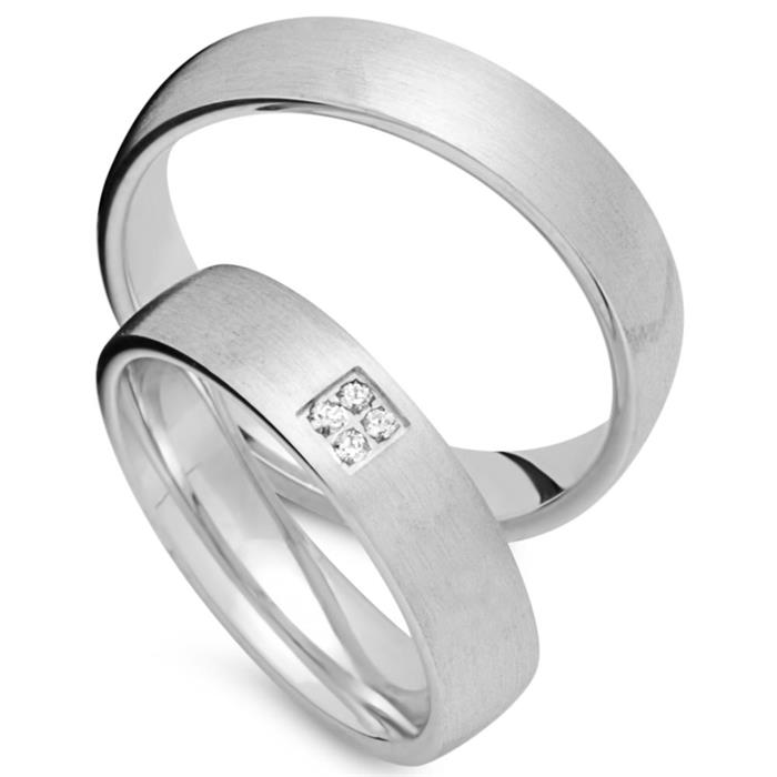 Wedding rings 18ct white gold 4 diamonds