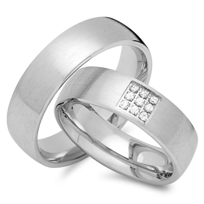Wedding rings 18ct white gold 9 diamonds