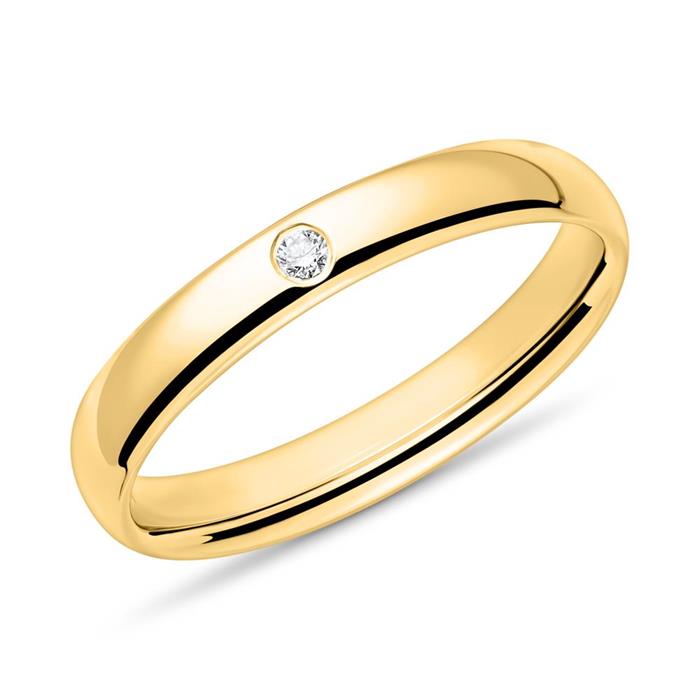 14 karaat geelgouden ring voor dames met Diamant
