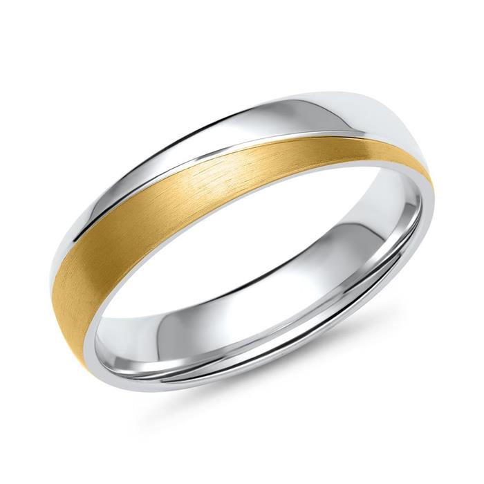 Wedding rings in yellow and white gold with 3 diamonds