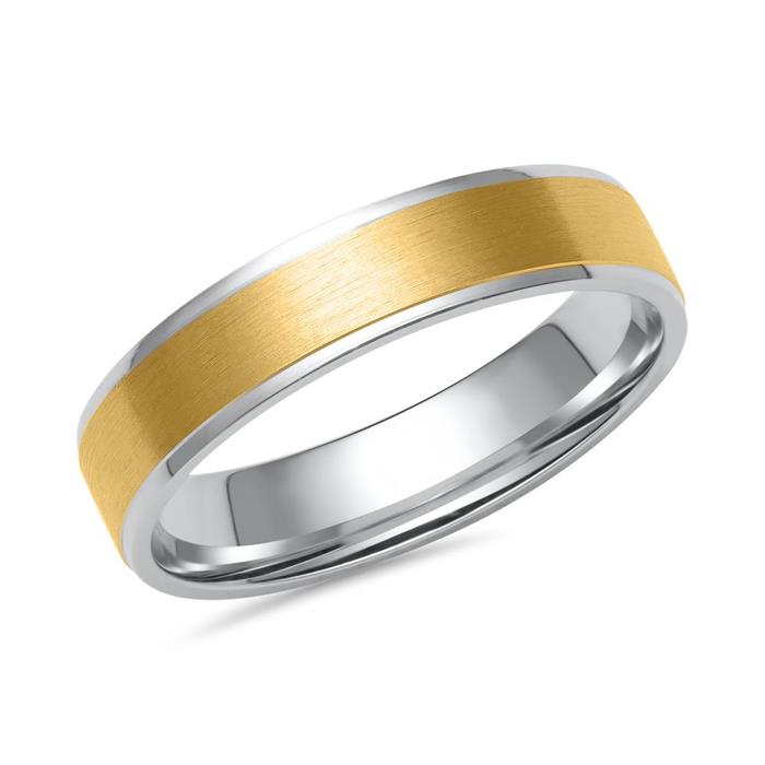 Wedding rings in white and yellow gold with 37 diamonds