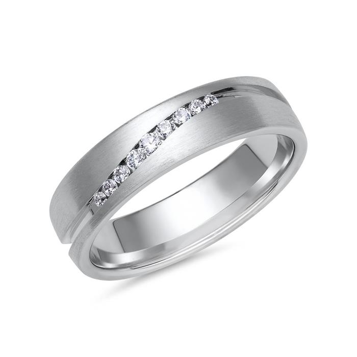 Wedding rings in white gold or platinum with 9 diamonds