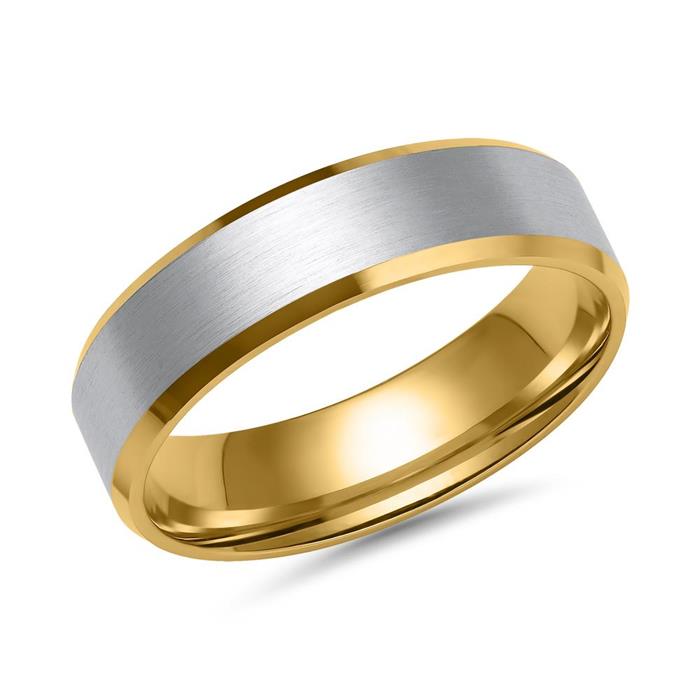 Wedding rings in yellow and white gold with 5 diamonds