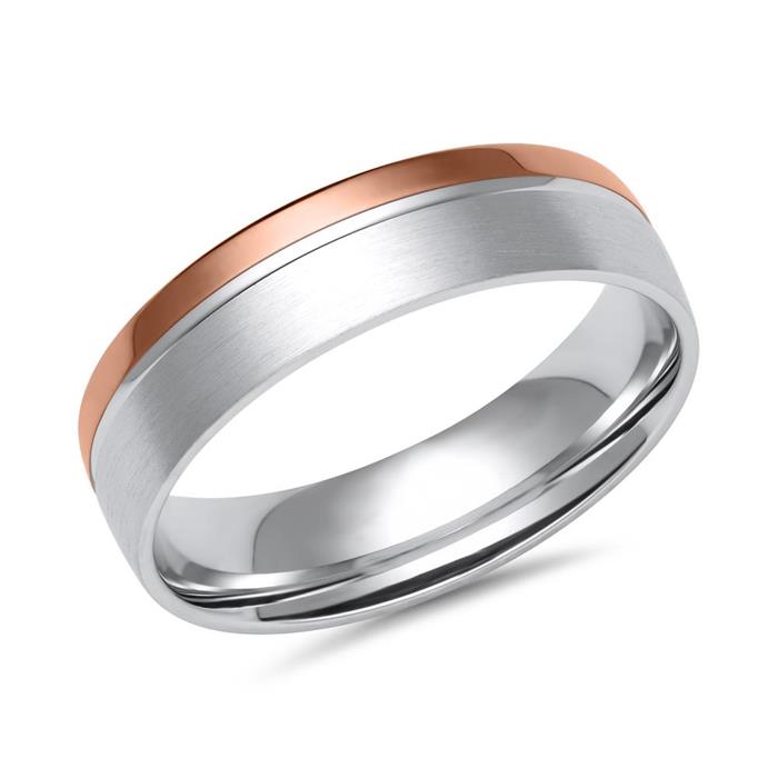 White and rose gold wedding rings with 44 diamonds