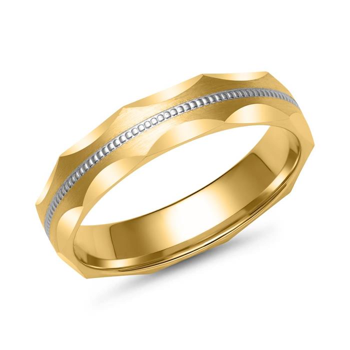 Wedding rings in yellow and white gold with diamond