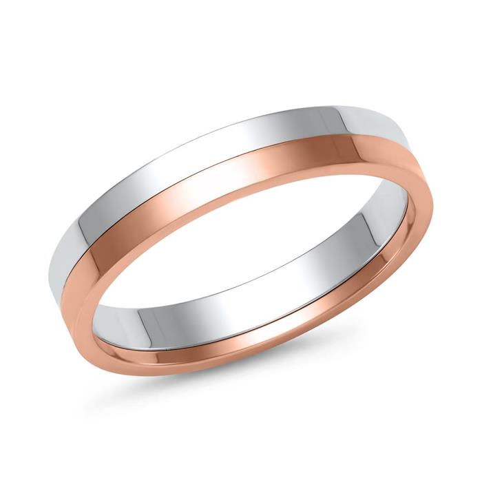 Wedding rings in white and rose gold with 20 diamonds