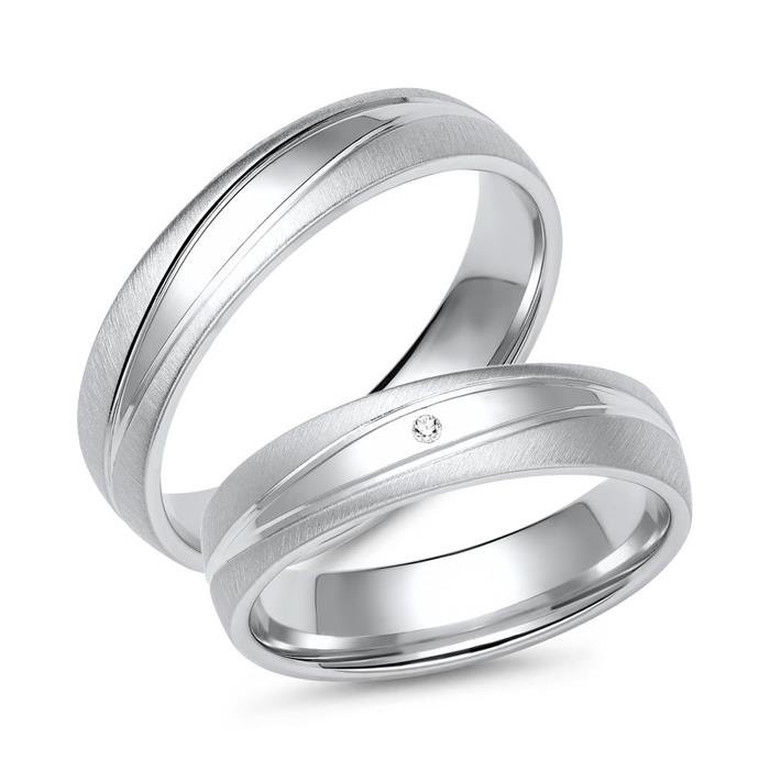 Wedding rings in white gold or platinum with diamond