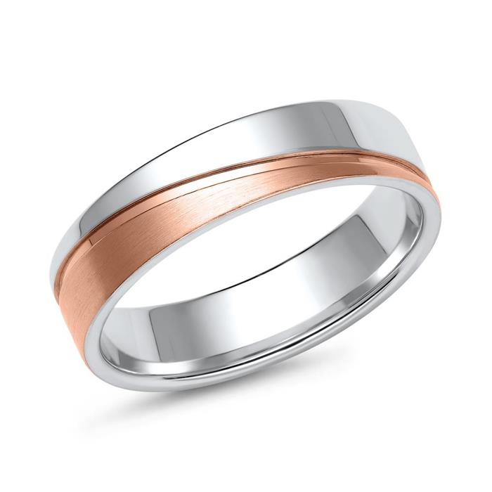 Wedding rings in white and rose gold with 3 brilliants
