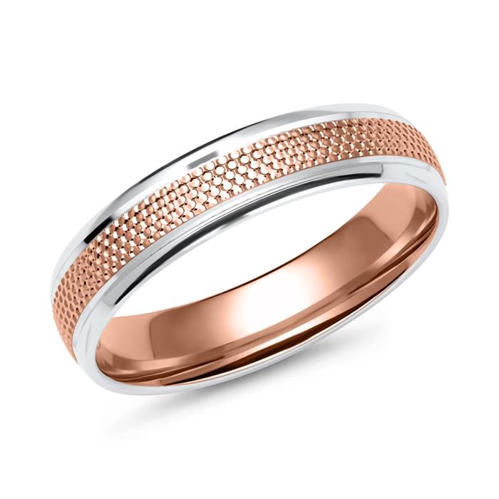 Rose and white gold wedding rings with 5 diamonds