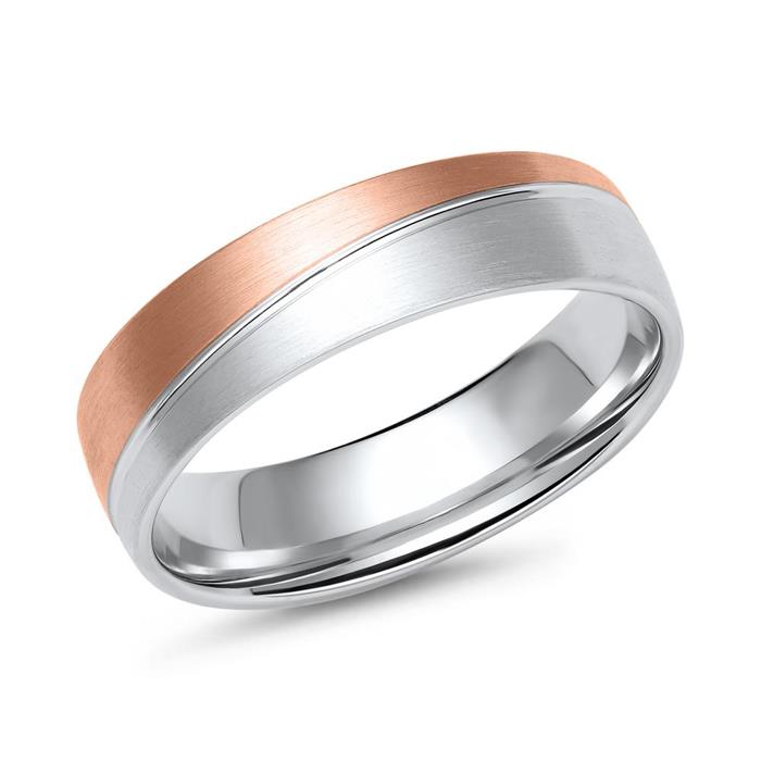 Wedding rings in white and rose gold with 38 diamonds