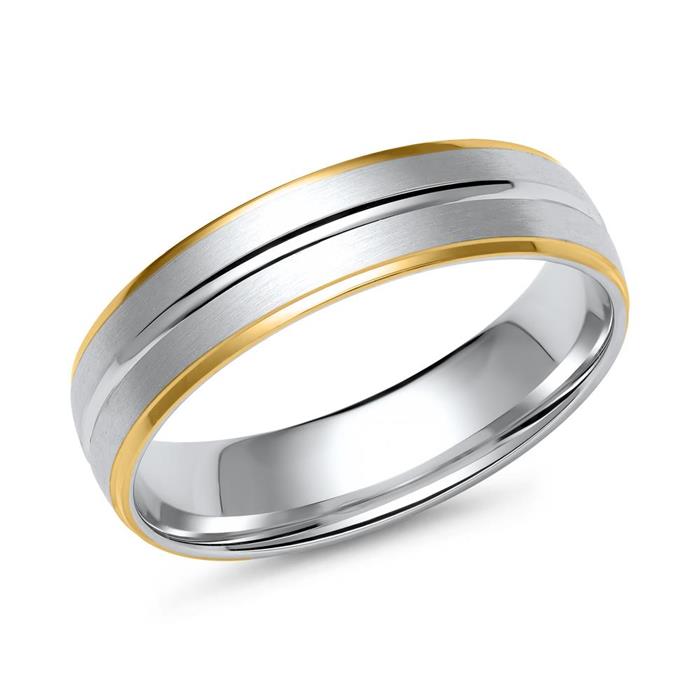 White and yellow gold wedding rings with 5 diamonds