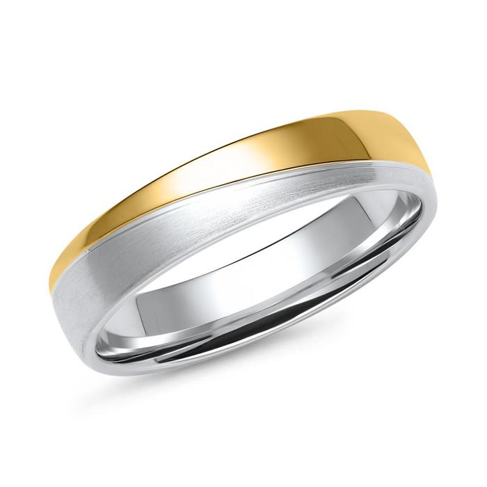 White and yellow gold wedding rings with 3 diamonds