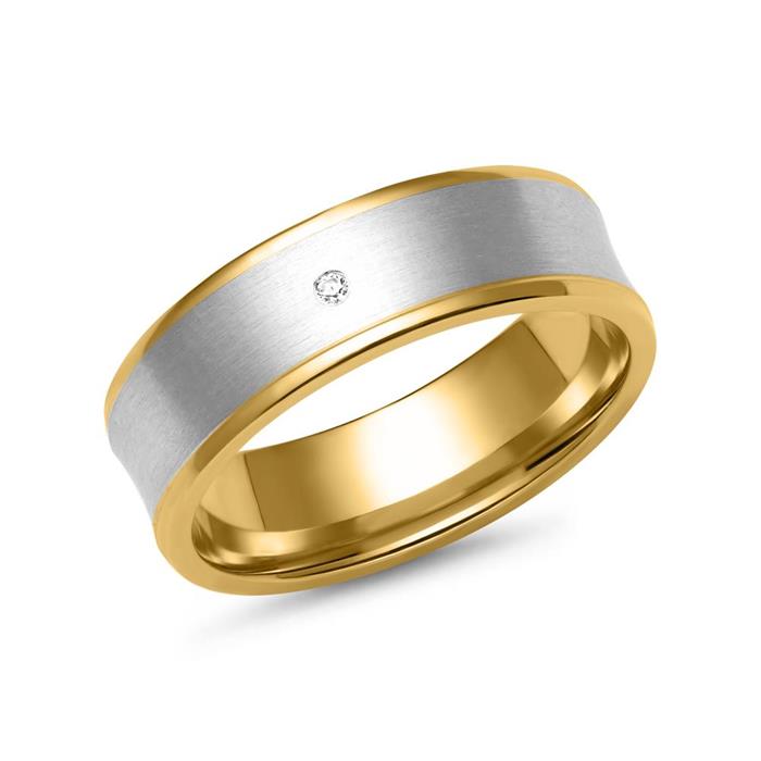 Wedding rings in yellow and white gold with diamond